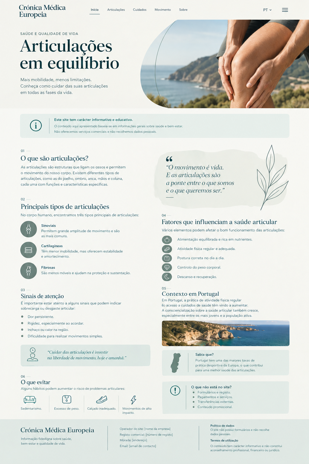Pessoa em movimento junto à natureza, com destaque visual para o joelho